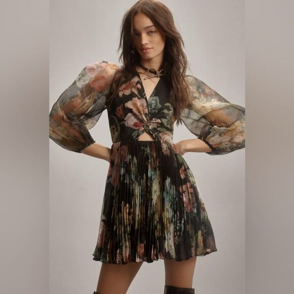 Anthropologie Dresses & Skirts - Anthropologie Pankaj & Nidhi Long-Sleeve V-Neck
Cutout Mini Dress/ size M